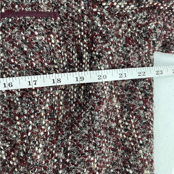 Talbots Vintage Wool Blend Snap Maroon Tweed Boucle Knit Long Sleeve Jacket - Picture 9 of 11